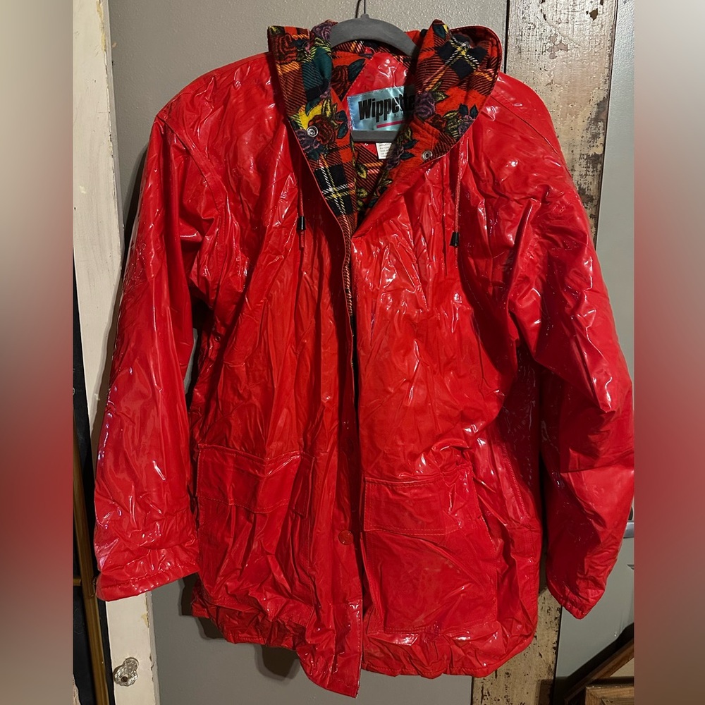 Vintage Vinyl Red Raincoat size M